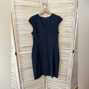 Ann Taylor Navy Cap Sleeve Midi Dress NWT office cocktail elegant